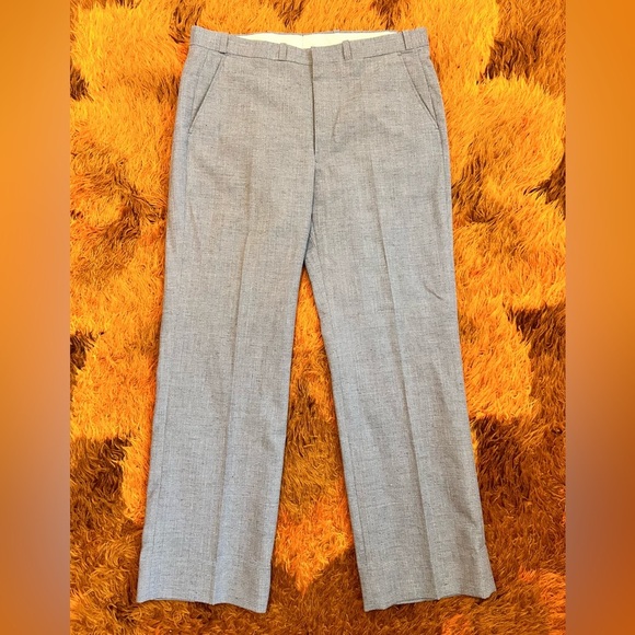 70s Woven Tweed Light Gray Trousers - Picture 1 of 4